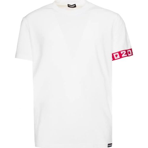 T-shirt & Polo tshirt bianca logo stripe rosso - Dsquared - Modalova