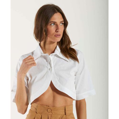 Camicetta camicia cropped in cotone bianca - Actualee - Modalova