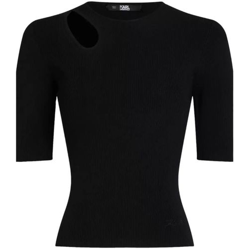 Maglione maglia a costine nera - Karl Lagerfeld - Modalova