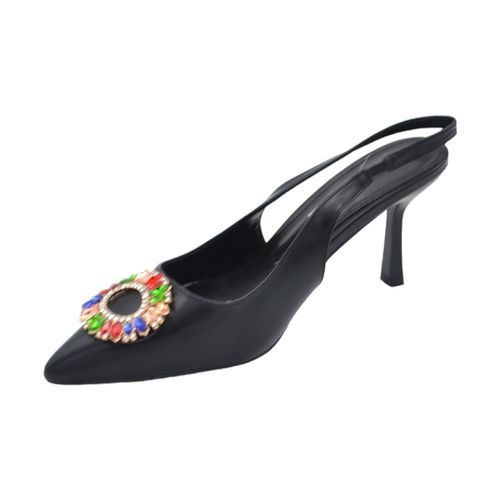 Scarpe Scarpe decollete donna slingback in pelle nera con accessorio d - Malu Shoes - Modalova