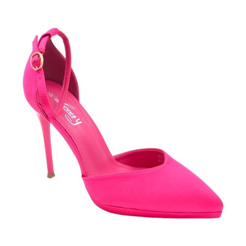 Scarpe Decolette' donna in tessuto raso fucsia con punta tacco sottile - Malu Shoes - Modalova