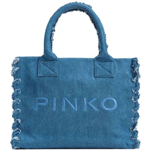 Borsa BEACH SHOPPING DENIM RICICLATO - Pinko - Modalova