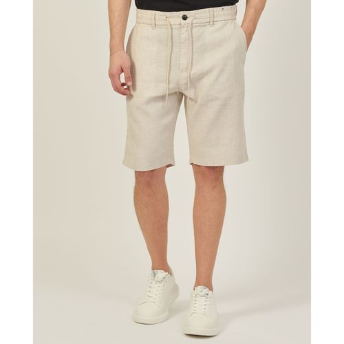 Pantaloni corti Bermuda in misto lino con fit affusolato - Boss - Modalova