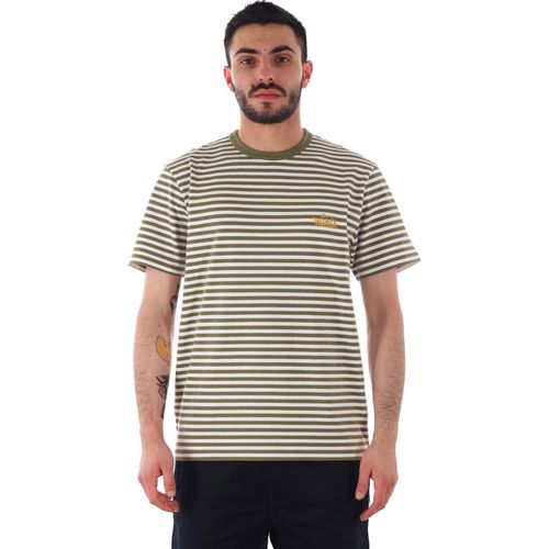 T-shirt & Polo T-shirt a righe in jersey di cotone verde bianco - Woolrich - Modalova