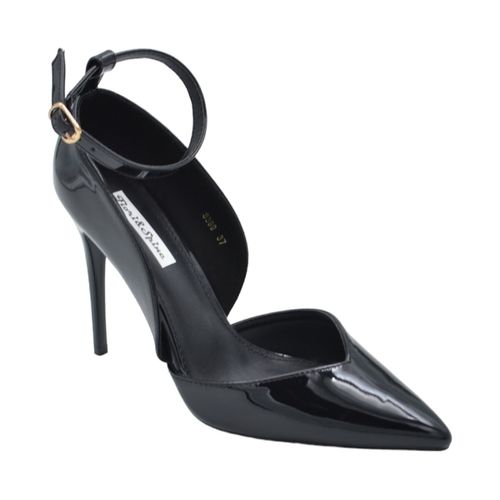 Scarpe Decolette' donna in pelle lucida nera con punta tacco sottile 1 - Malu Shoes - Modalova