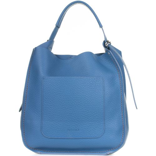 Borsa a spalla Tote bag in pelle color jeans - Plinio Visona' - Modalova