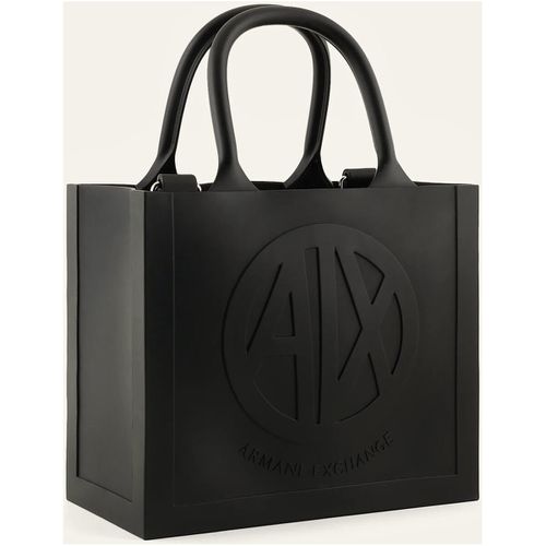 Borsa Shopping Milky bag AX con logo in rilievo - EAX - Modalova