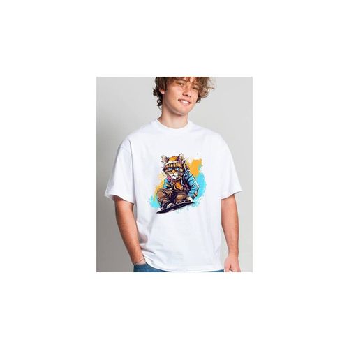 T-shirt T-Shirt Personalizzata Grafica Gatto Snowboard - Urban Shop - Modalova