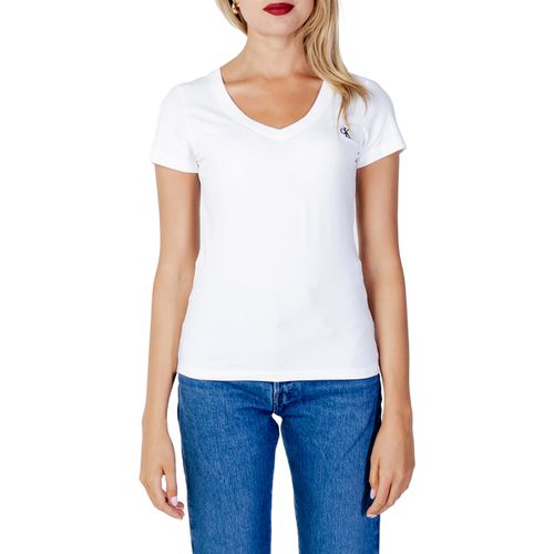 T-shirt EMBROIDERY STRETCH V-NECK J20J213716 - Calvin Klein Jeans - Modalova