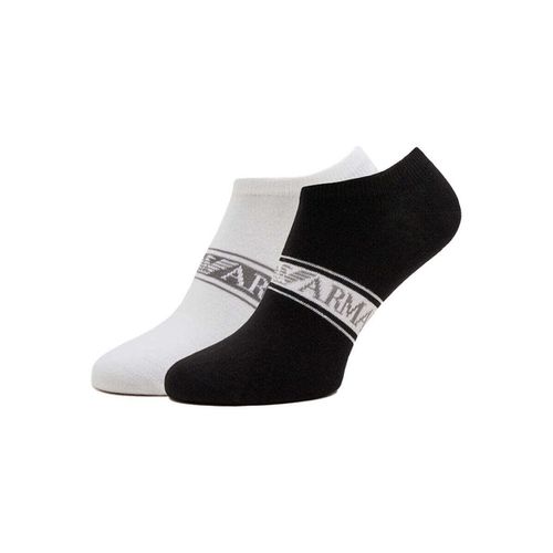 Calzini bassi 2 Pack Knitted Logo Trainer Socks - White/Black - Emporio armani - Modalova