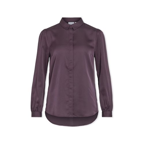 Camicetta Noos Ellette Satin Shirt L/S - Perfect Plum - Vila - Modalova