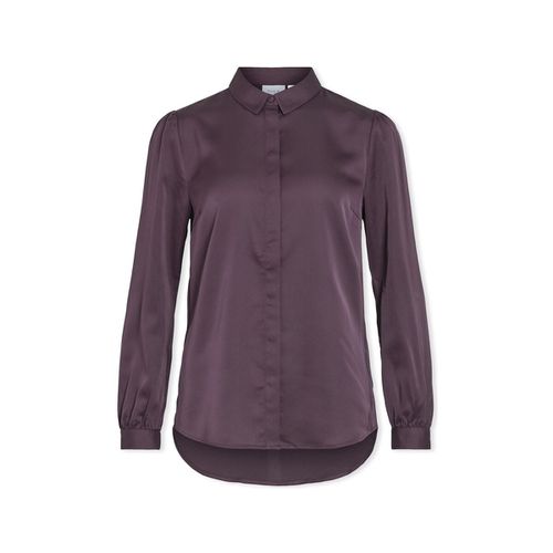 Camicetta Noos Ellette Satin Shirt L/S - Perfect Plum - Vila - Modalova