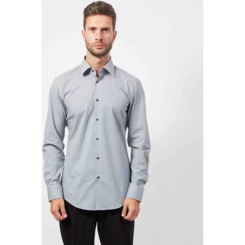 Camicia a maniche lunghe Camicia uomo in popeline di cotone con micro motivo - Boss - Modalova