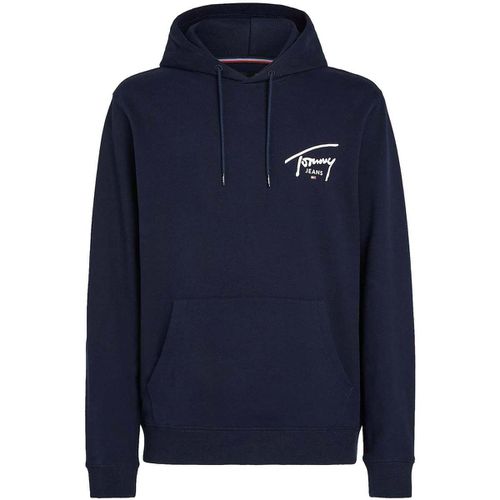 Felpa Signature Logo Graphic Hoodie Dark Night Navy - Tommy Jeans - Modalova