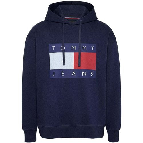 Felpa Flag Badge Relaxed Hoodie Dark Night Navy Melange - Tommy Jeans - Modalova