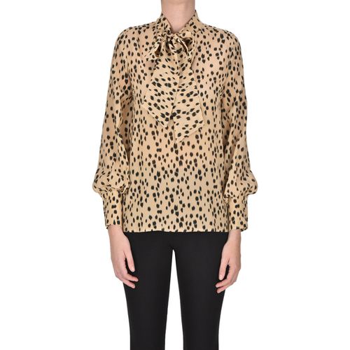 Camicia Blusa in crepè di seta animalier TPC00004053AI - True Royal - Modalova