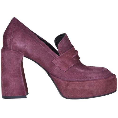 Scarpe Mocassini in suede con tacco e plateau CAT00004045AI - Elena iachi - Modalova