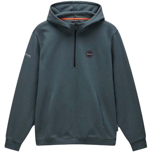 Felpa Badge Quarter Zip Hoodie Green Urban - Napapijri - Modalova