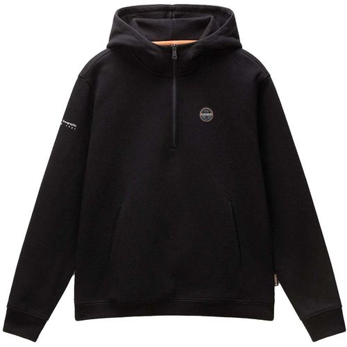 Felpa Badge Quarter Zip Hoodie Black - Napapijri - Modalova