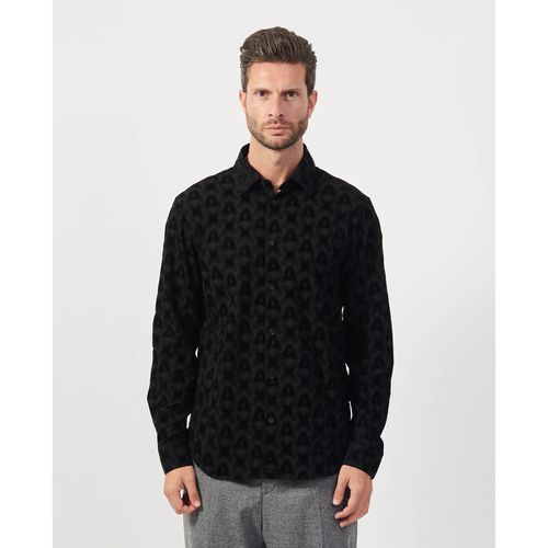 Camicia a maniche lunghe Camicia nera con stampa flock - EAX - Modalova