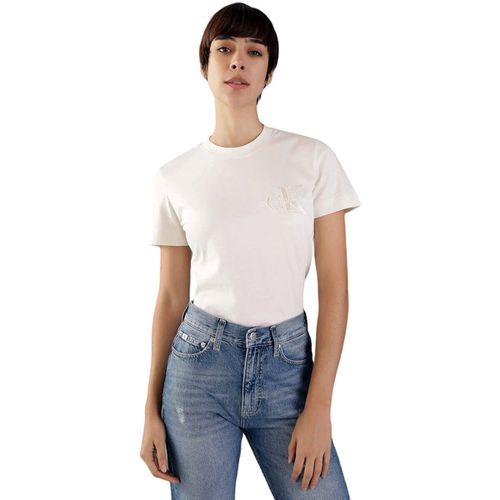 T-shirt SATIN APPLIQUE REGULAR TEE - Calvin Klein Jeans - Modalova