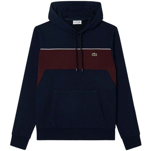 Felpa Colour Block Fleece Hoodie Navy /Bordeaux - Lacoste - Modalova