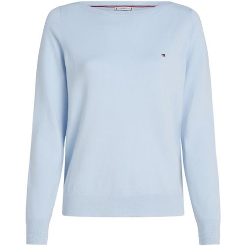 Maglione Maglia girocollo celeste con mini logo - Tommy hilfiger - Modalova