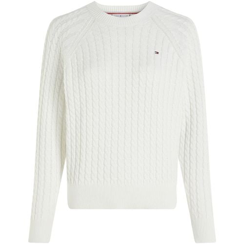 Maglione Maglia girocollo bianca con mini logo - Tommy hilfiger - Modalova