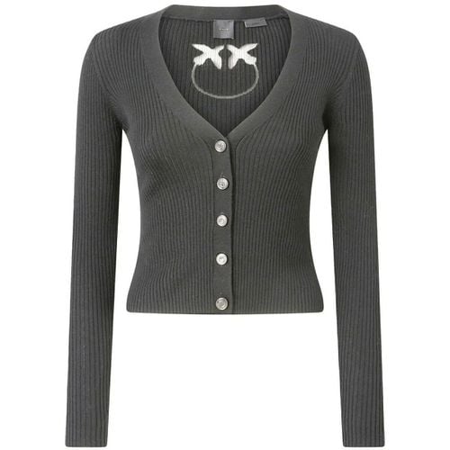 Maglione TILACINO CARDIGAN LANA LOGO IN TRASPARENZA - Pinko - Modalova