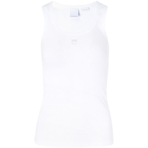 T-shirt & Polo Tank top in cotone a costine bianco - Pinko - Modalova