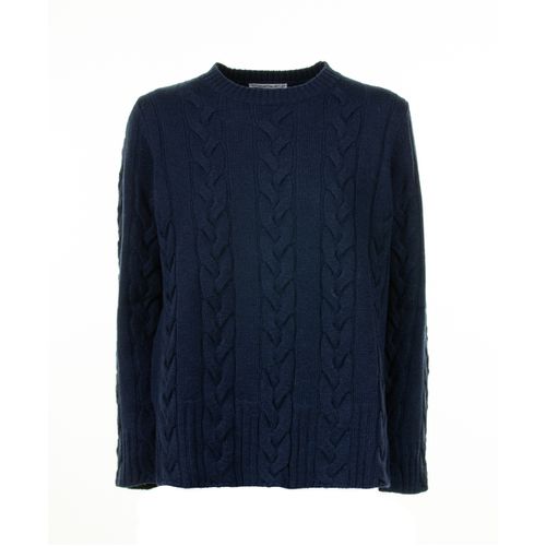 Maglione Maglia girocollo navy treccia - Kangra - Modalova