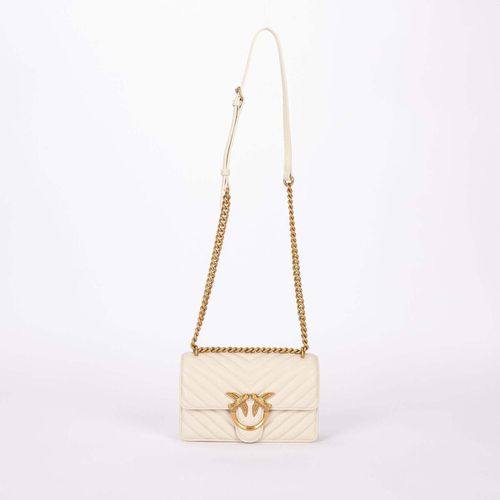 Borsa a spalla mini love bag one simply chevron bianca - Pinko - Modalova