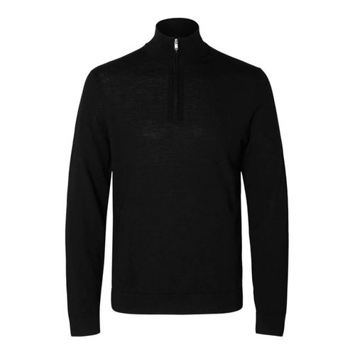 Maglione 16094655 MERINO HALF ZIP-BLACK - Selected - Modalova