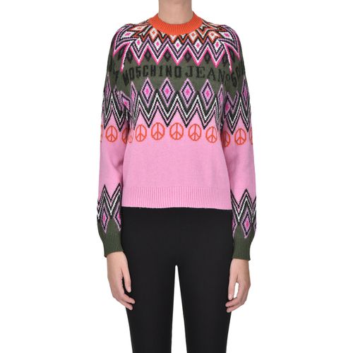 Maglione Pullover in maglia jacquard MGP00004215AI - Moschino - Modalova