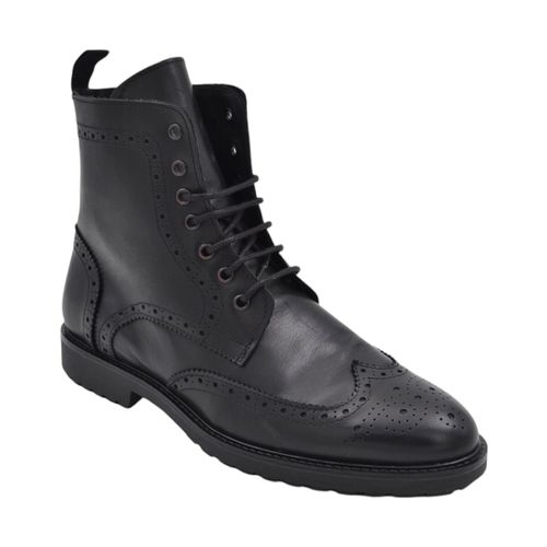 Stivali Stivaletto uomo anfibio scarpe vera pelle di nappa nera lacci e - Malu Shoes - Modalova