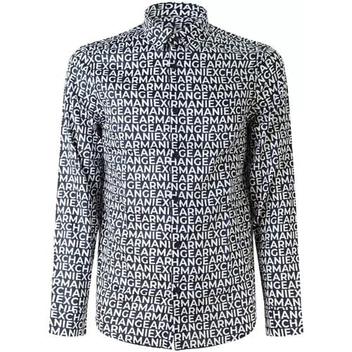 Camicia a maniche lunghe Camicia con logo all over per uomo - EAX - Modalova