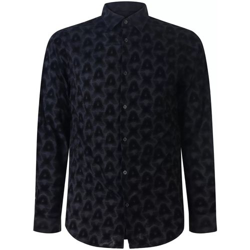 Camicia a maniche lunghe Camicia nera con logo all over per uomo - EAX - Modalova