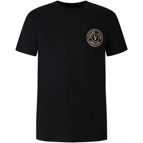 T-shirt T-shirt nera con logo laterale per uomo - Versace Jeans Couture - Modalova