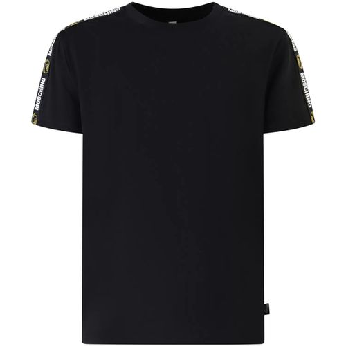 T-shirt T-shirt nera con bande logate per uomo - Moschino - Modalova