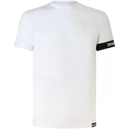 T-shirt T-shirt bianca con elastico logato per uomo - Dsquared - Modalova