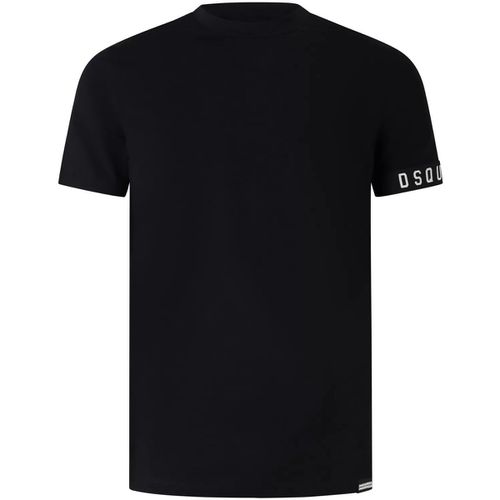 T-shirt T-shirt nera con elastico logato per uomo - Dsquared - Modalova