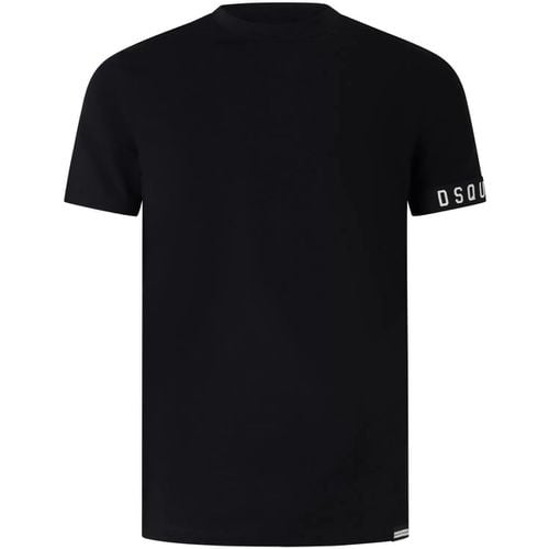 T-shirt T-shirt nera con elastico logato per uomo - Dsquared - Modalova