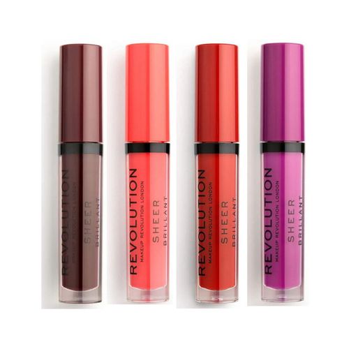 Gloss Lot of 4 Sheer Brilliant Lip Glosses - 148 Plum/ 130 De - Makeup Revolution - Modalova