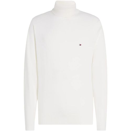 Maglione Dolcevita bianco con mini logo - Tommy hilfiger - Modalova