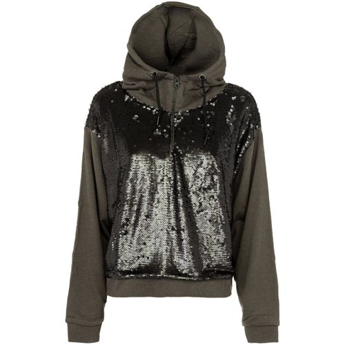 Felpa FELPA DONNA HOOD FRONT PAILLETTES COTTON - CON CAPPUCCIO - Sun68 - Modalova