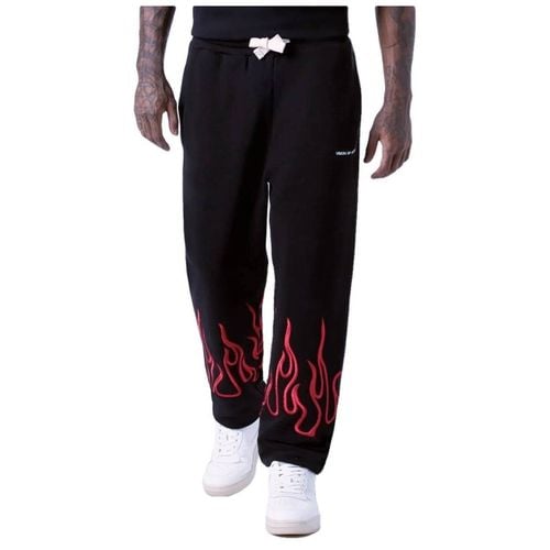 Pantaloni Pantalone Con Fiamme Ricamate Rosse - Vision Of Super - Modalova