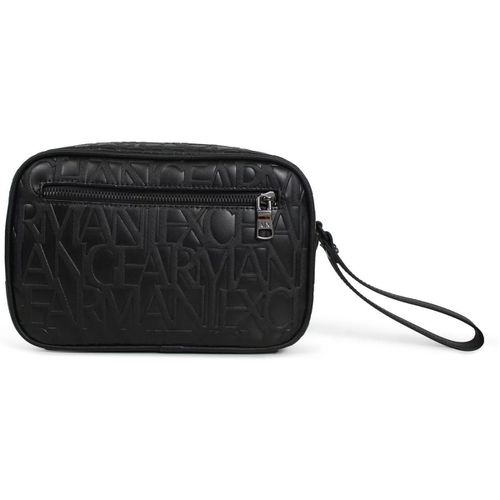 Borsa Shopping Pochette nera con logo all over per uomo - EAX - Modalova