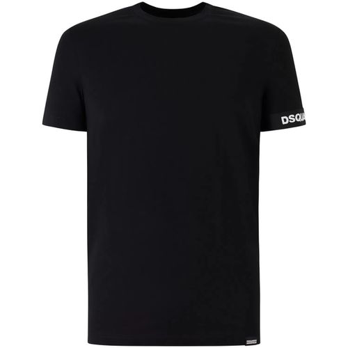 T-shirt T-shirt nera con elastico logato per uomo - Dsquared - Modalova