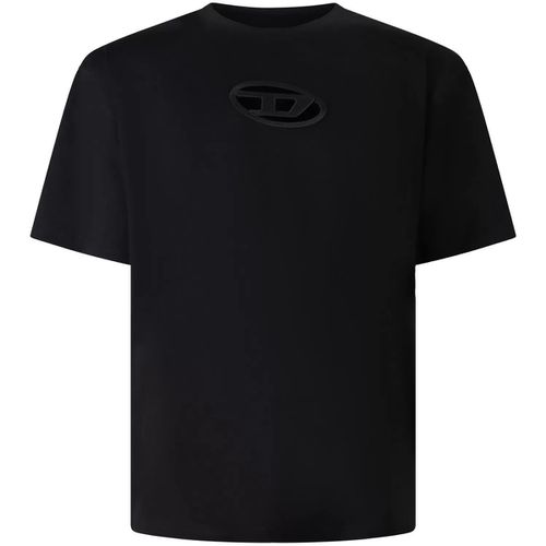 T-shirt T-shirt nera con logo ricamato per uomo - Diesel - Modalova