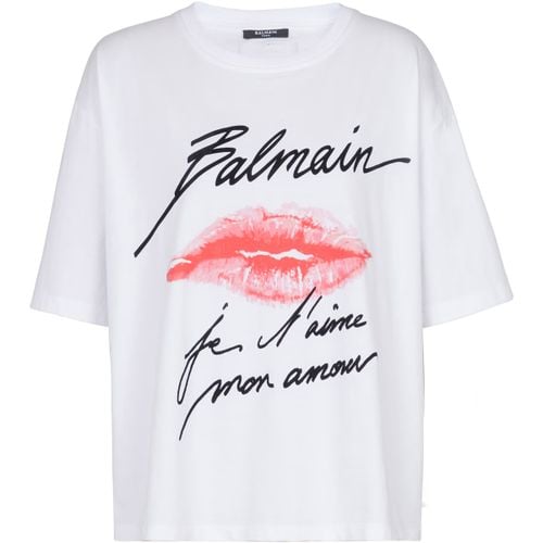 T-shirt T-shirt a maniche corte con stampa bacio - Balmain Paris - Modalova